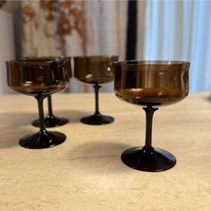 Vtg Lenox USA Espresso Brown Champagne / Sherbet Glasses - Set Of 4